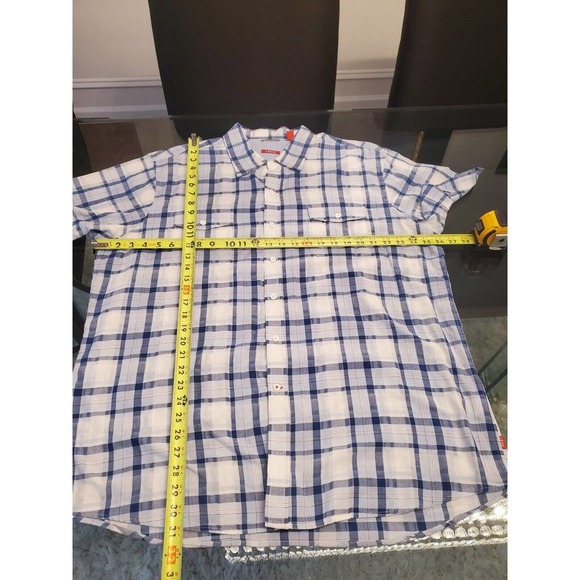 Izod Men's White & Blue Cotton Collared Half Sleeve Casual Button Down Shirt 2XL - Picture 11 of 12